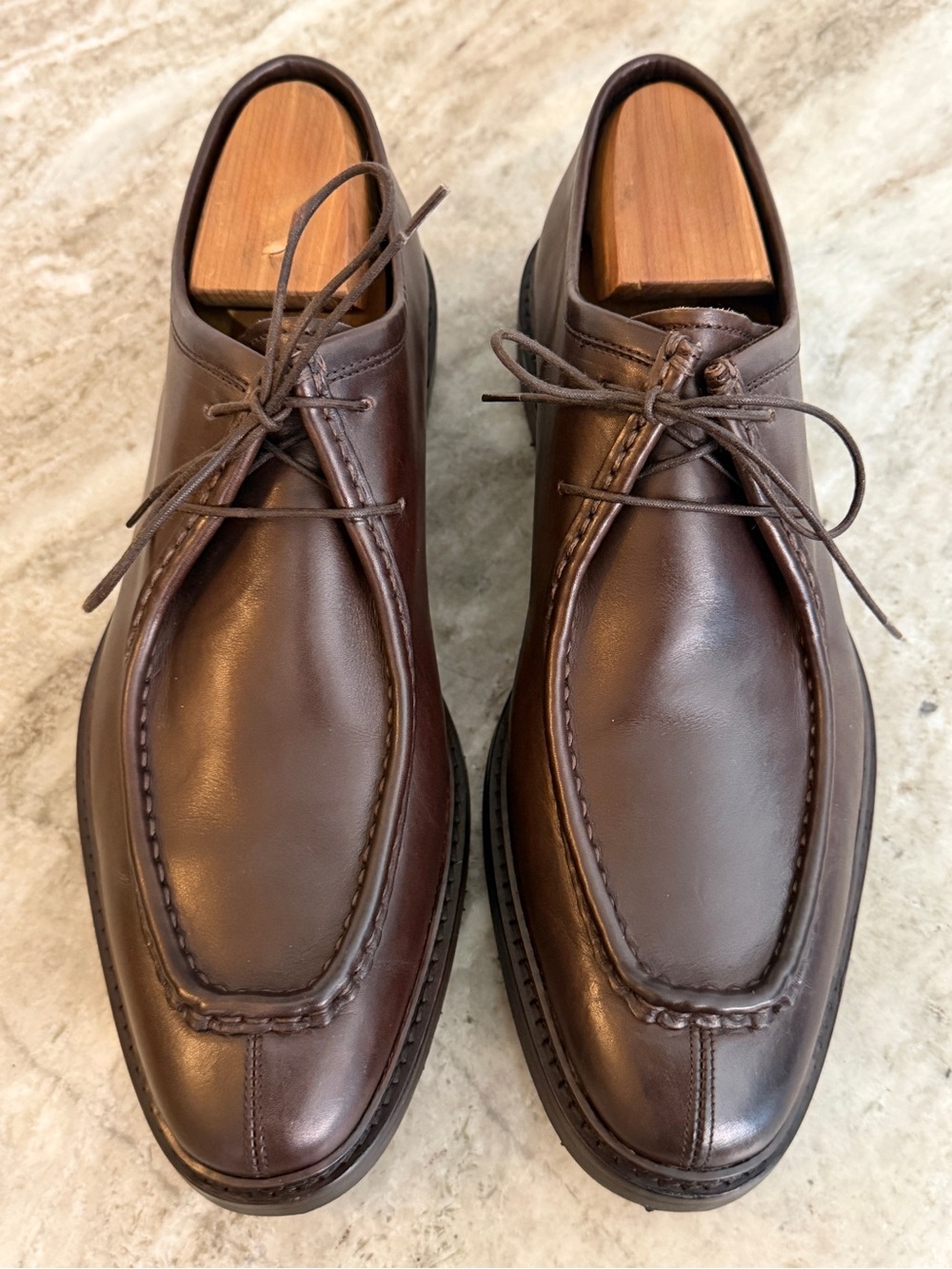 ERMENEGILDO ZEGNA BROWN LEATHER DERBY MICHAEL OXFORDS ITALY PARABOOT WALABEE 9
